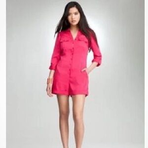 Bebe Pink Button-Up Shorts Romper